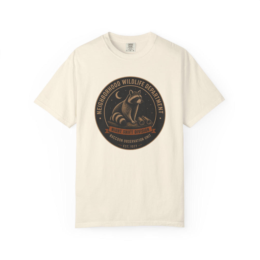 Raccoon Observation Unit T-Shirt — Night Shift Division | Comfort Colors® 1717