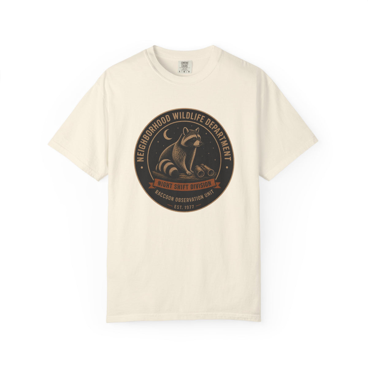 Raccoon Observation Unit T-Shirt — Night Shift Division | Comfort Colors® 1717