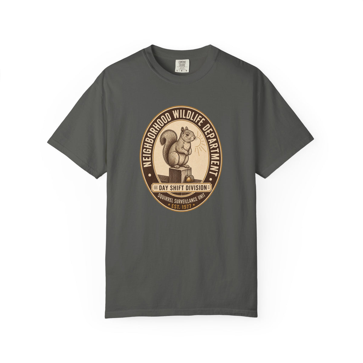 Squirrel Surveillance Unit T-Shirt — Day Shift Division | Comfort Colors® 1717