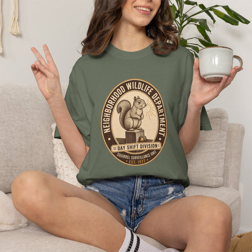 Squirrel Surveillance Unit T-Shirt — Day Shift Division | Comfort Colors® 1717
