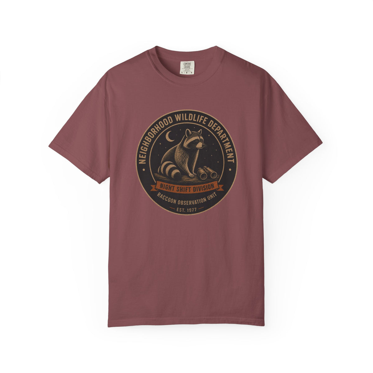 Raccoon Observation Unit T-Shirt — Night Shift Division | Comfort Colors® 1717
