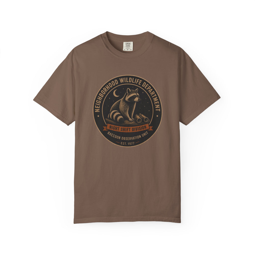 Raccoon Observation Unit T-Shirt — Night Shift Division | Comfort Colors® 1717
