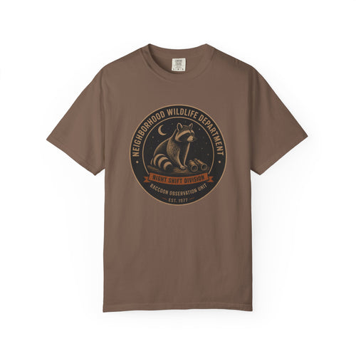 Raccoon Observation Unit T-Shirt — Night Shift Division | Comfort Colors® 1717