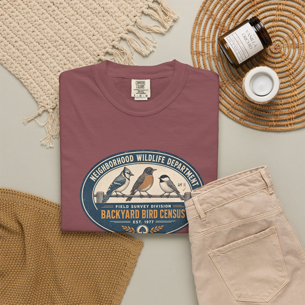 Backyard Bird Census T-Shirt — Field Survey Division | Comfort Colors® 1717